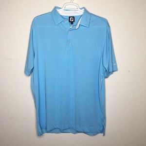 FootJoy Mens XL Blue ProDry Performance Stretch Lisle Dot Print Self Collar Polo